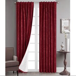North Home Ivy Single Curtain Panel - Rod Pocket - 96-in - Burgundy